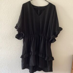 Elegant Black Ruffle Romper